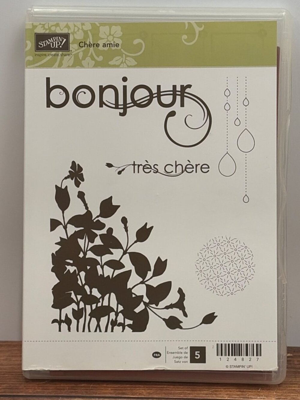 STAMPIN' UP! 124827 CHERE AMIE CLEAR MOUNT RUBBER STAMP SET BONJOUR